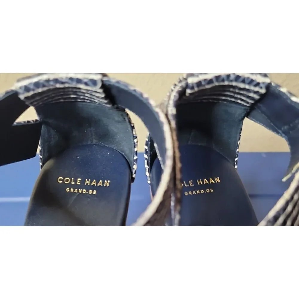 Cole Haan Grand Women’s Shoes Jillian Wedge Criss-Cross Sandals Blue Size 9 B